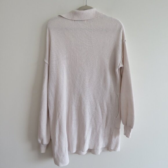 FREE PEOPLE BEACH Picnic Sweater Mini Dress Ribbed White Comfy Boho Coastal Sz M - Picture 4 of 15